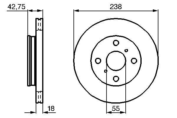 Bosch 0986478438 2x Brake Discs Pair Vented