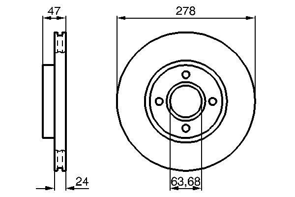 Bosch 0986478427 2x Brake Discs Pair Vented