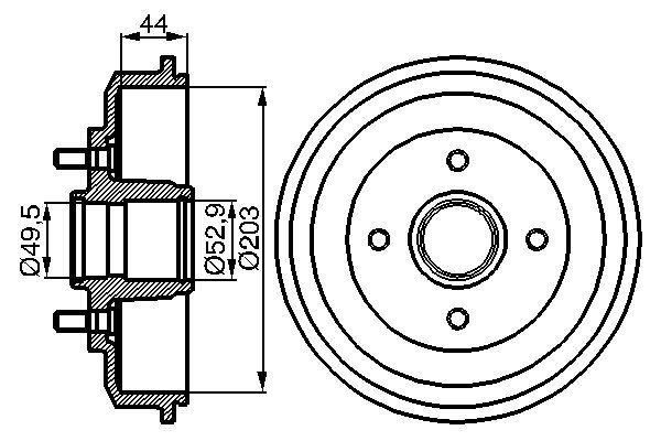 Bosch 0986477102 2x Brake Drums (Pair)