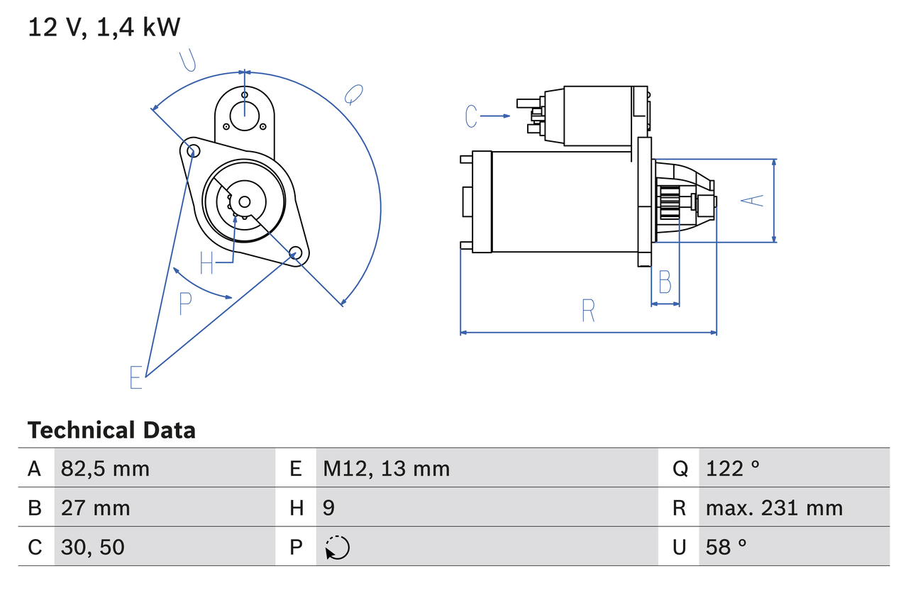 Bosch 0986018340 Starter Motor