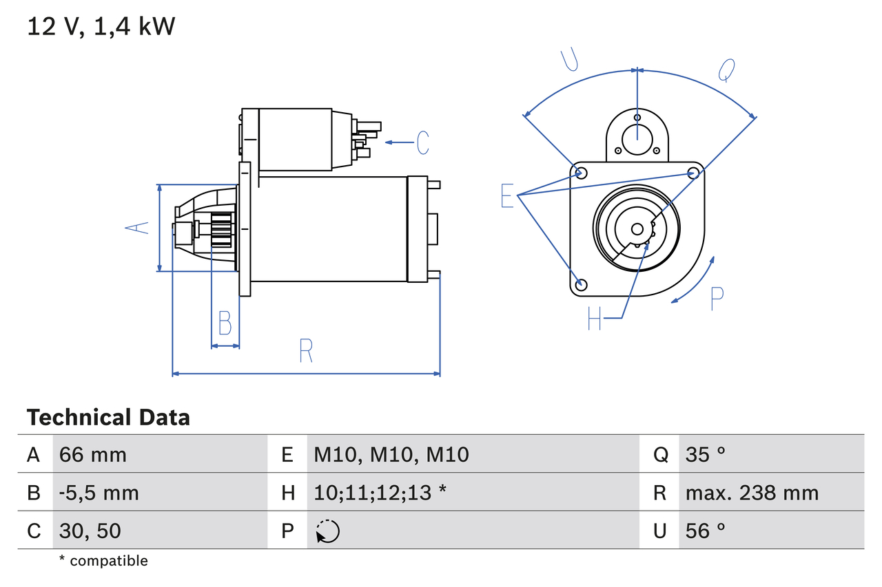 Bosch 0986018310 Starter Motor
