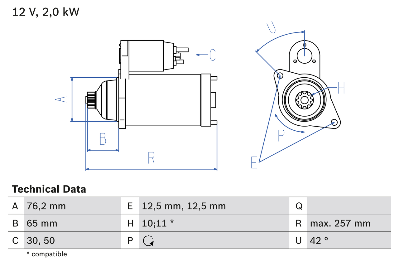 Bosch 0986018390 Starter Motor