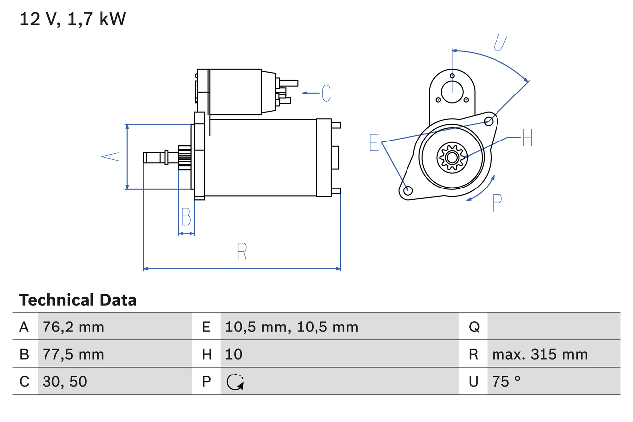 Bosch 0986016250 Starter Motor