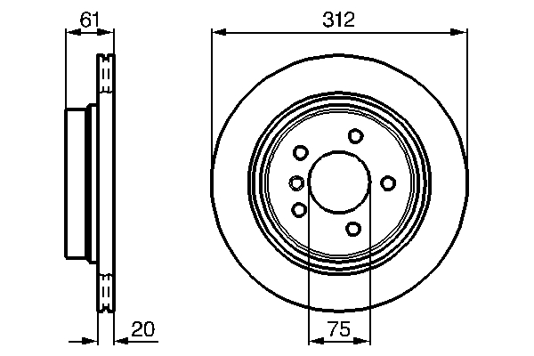 Bosch 0986478763 Brake Disc Single Vented