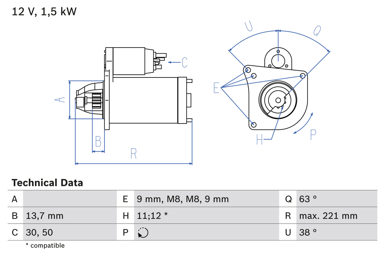 Bosch 0986022790 Starter Motor