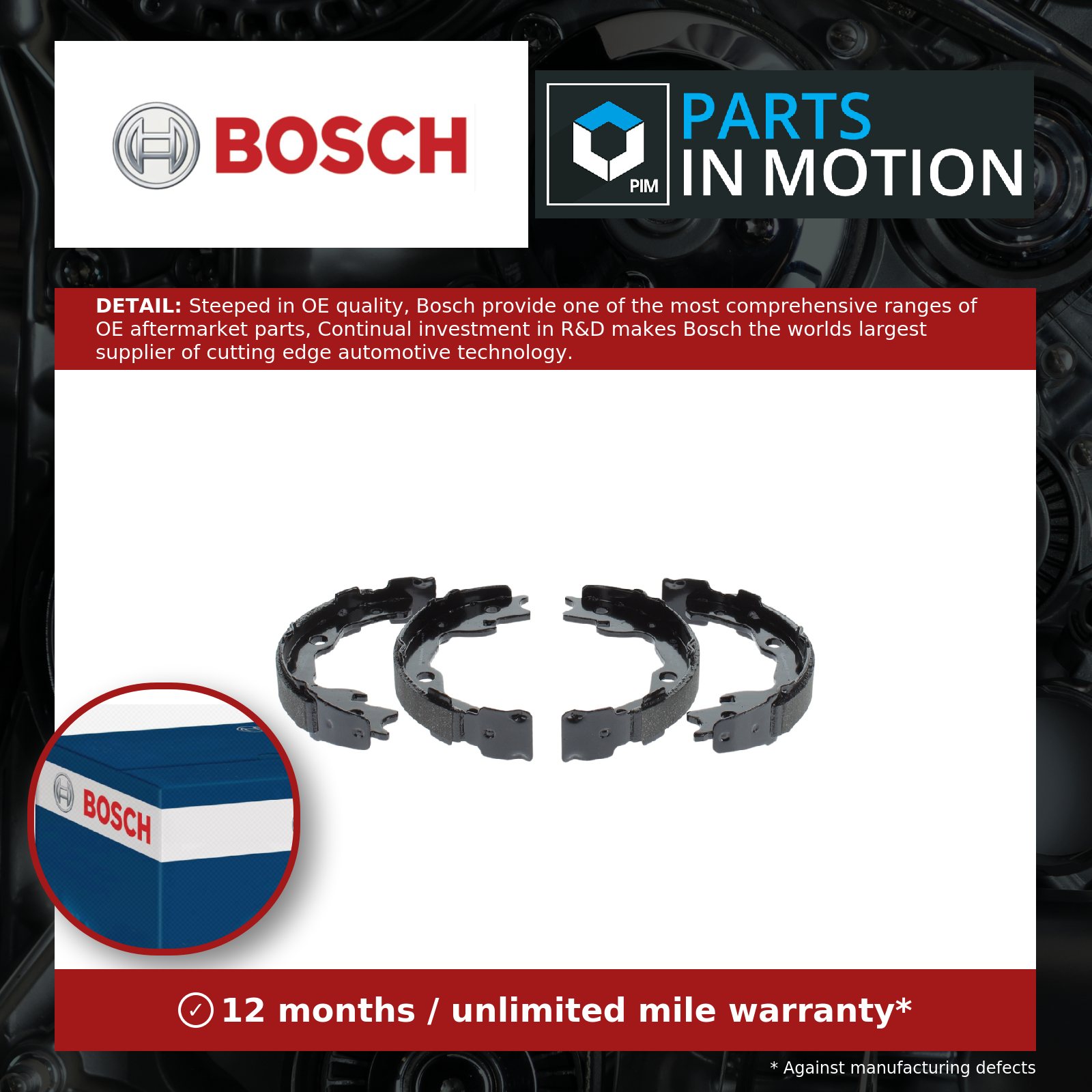 Bosch Handbrake Shoes Set 0986487734 [PM403700]