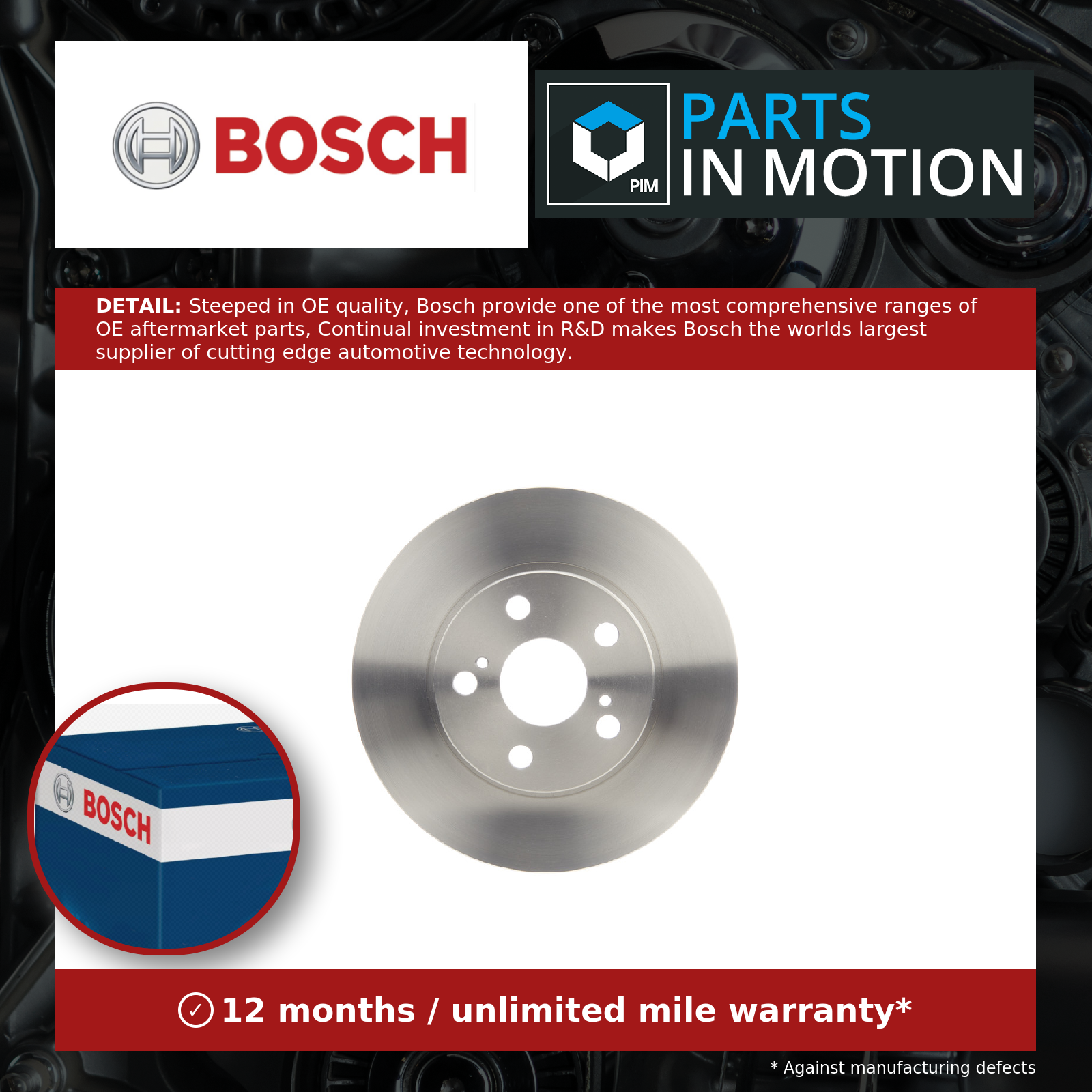 Bosch 2x Brake Discs Pair Vented Front 0986479564 [PM552036]