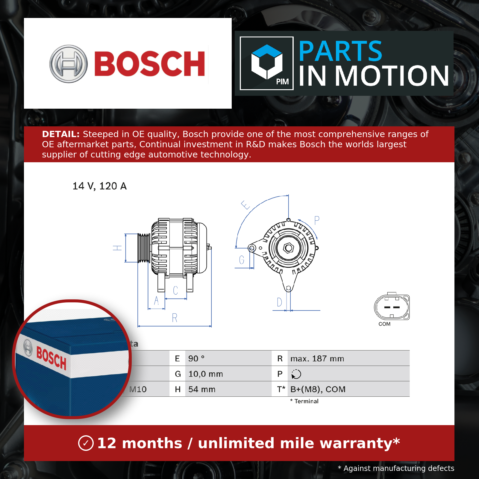 Bosch Alternator 0986080350 [PM870512]