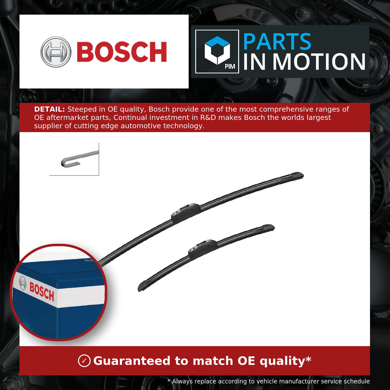 Bosch 2x Wiper Blades (Pair) Flat / Aero type Front AR141S 3397014141 [PM873500]