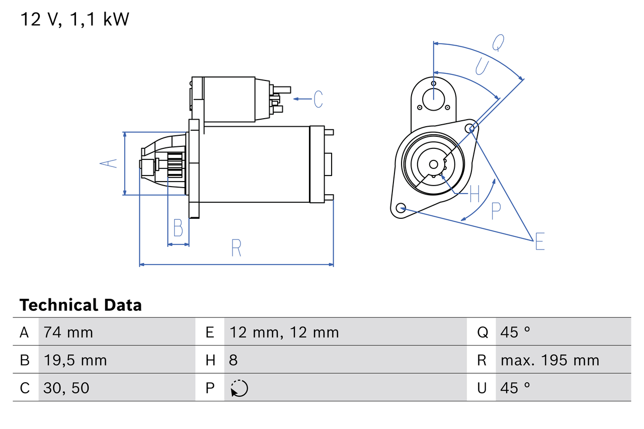 Bosch 0986012831 Starter Motor