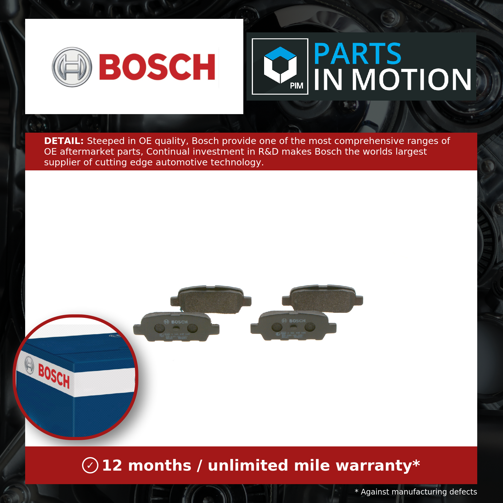 Bosch Brake Pads Set Rear 0986495089 [PM915616]