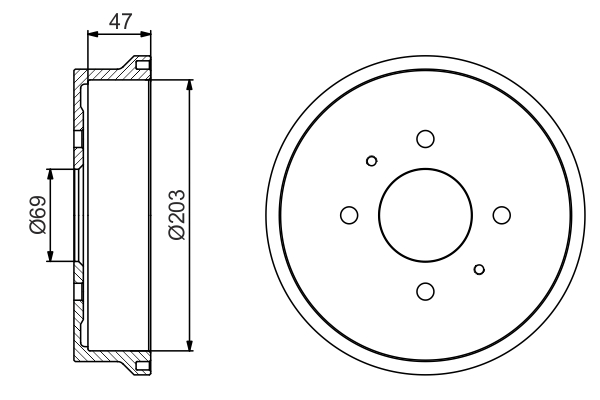 Bosch 0986477235 2x Brake Drums (Pair)