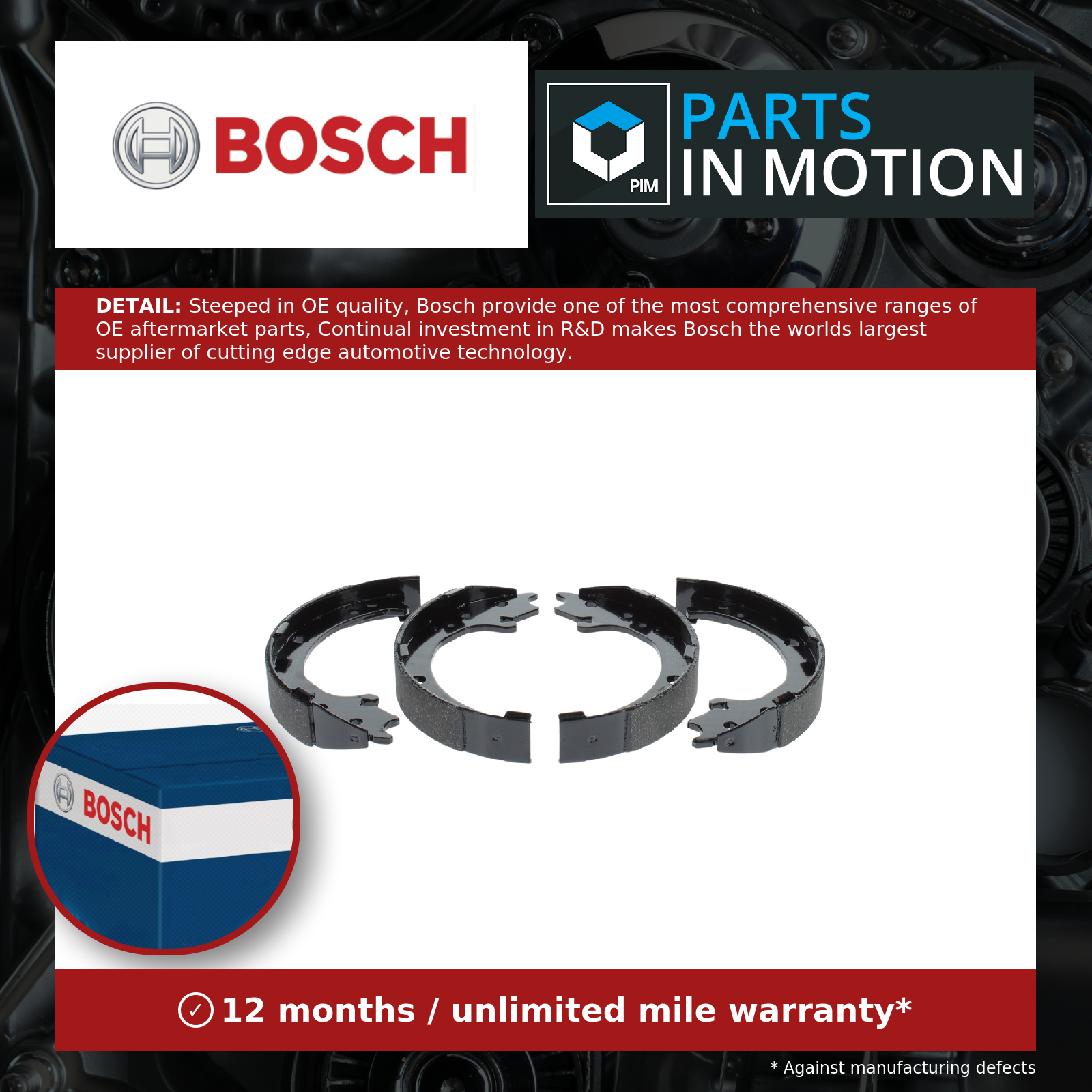 Bosch Handbrake Shoes Set 0986487765 [PM1115981]