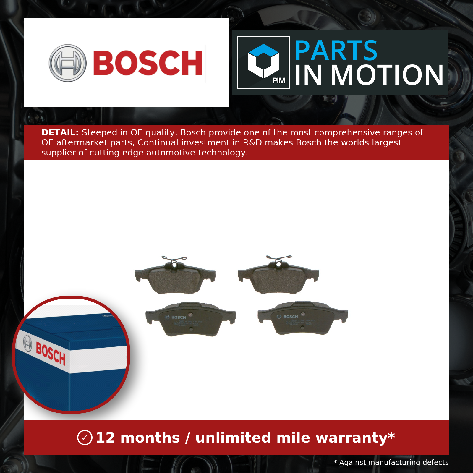 Bosch Brake Pads Set Rear 0986494528 [PM1116125]