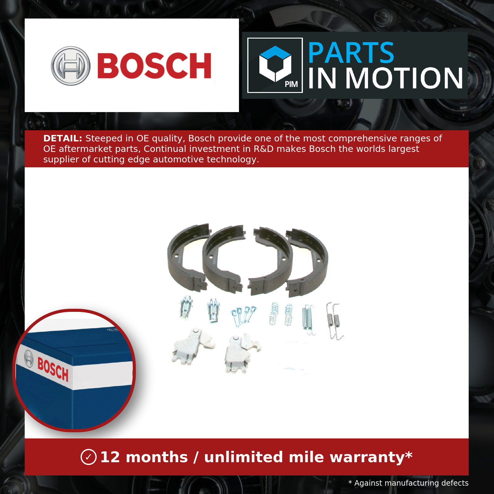Bosch Handbrake Shoes Set 0204113805 [PM1256822]