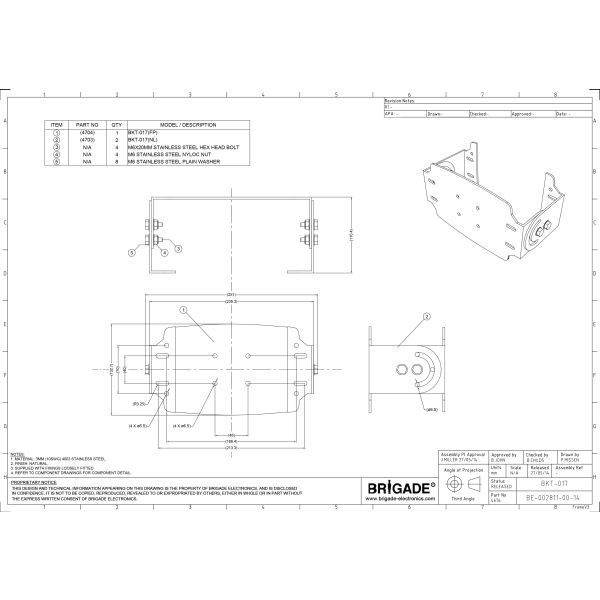 BRIGADE ELECTRONICS BKT-017 BACKSENSE MOUNTING BRACKET