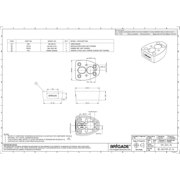 BRIGADE ELECTRONICS SM-3XX-25 CAMERA 25MM SPACER