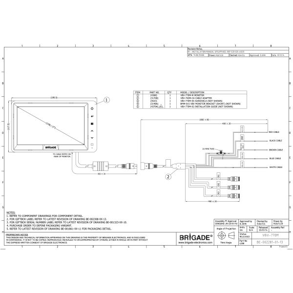 BRIGADE ELECTRONICS VBV-770M 7IN MONITOR