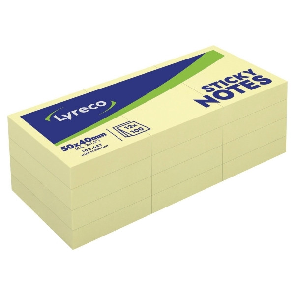 Lyreco 103687 Yellow 100 Sheet Sticky Notes X12