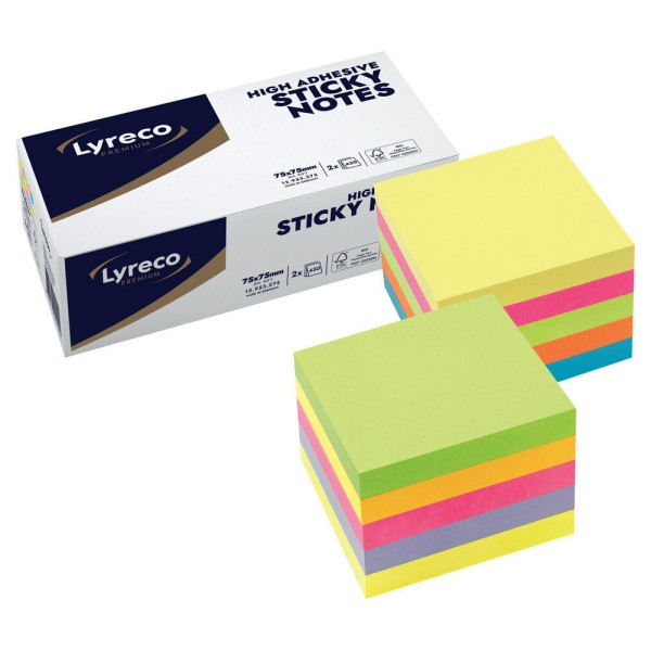 Lyreco 12953275 Premium Sticky Cube 75x75 Pack Of 2