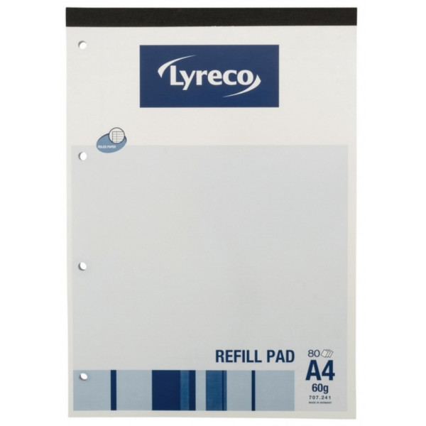 Lyreco 707241 White A4 Ruled Refill Pads X10