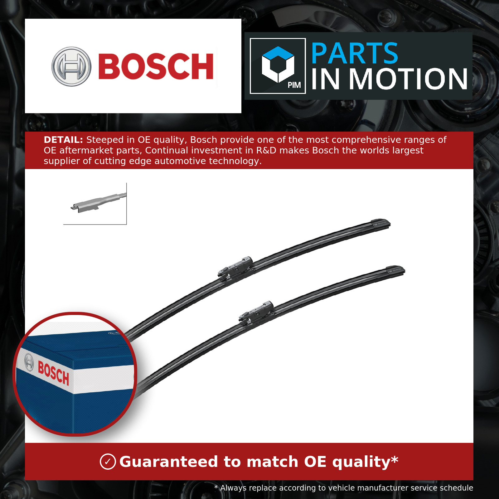 Bosch 2x Wiper Blades (Pair) Flat / Aero type Front A531S 3397014531 [PM1644844]