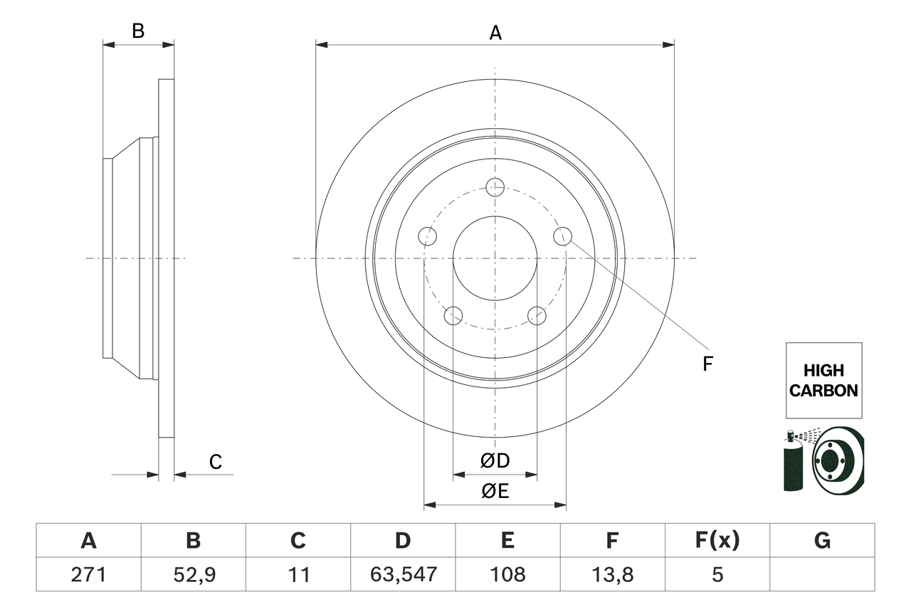 Bosch 0986479H55 2x Brake Discs Pair Solid