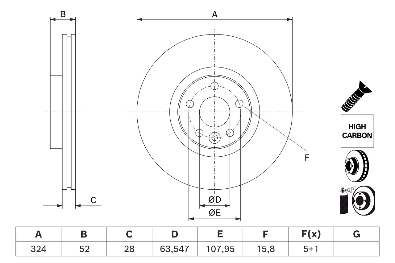 Bosch 0986479J41 2x Brake Discs Pair Vented