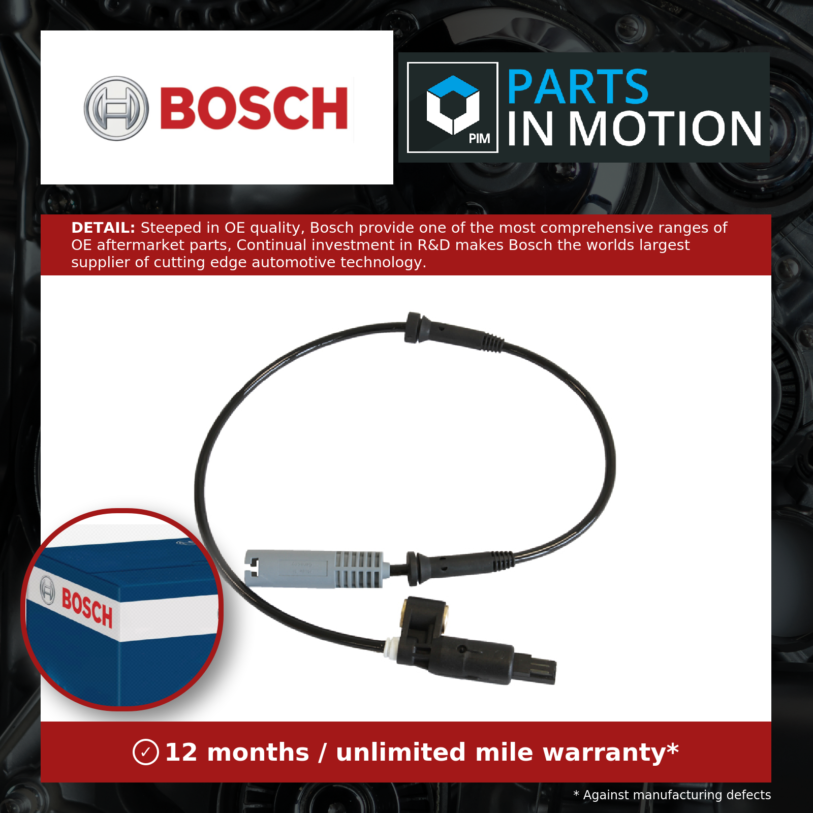 2x Bosch ABS Sensor Front 0986594015 [PM369330]