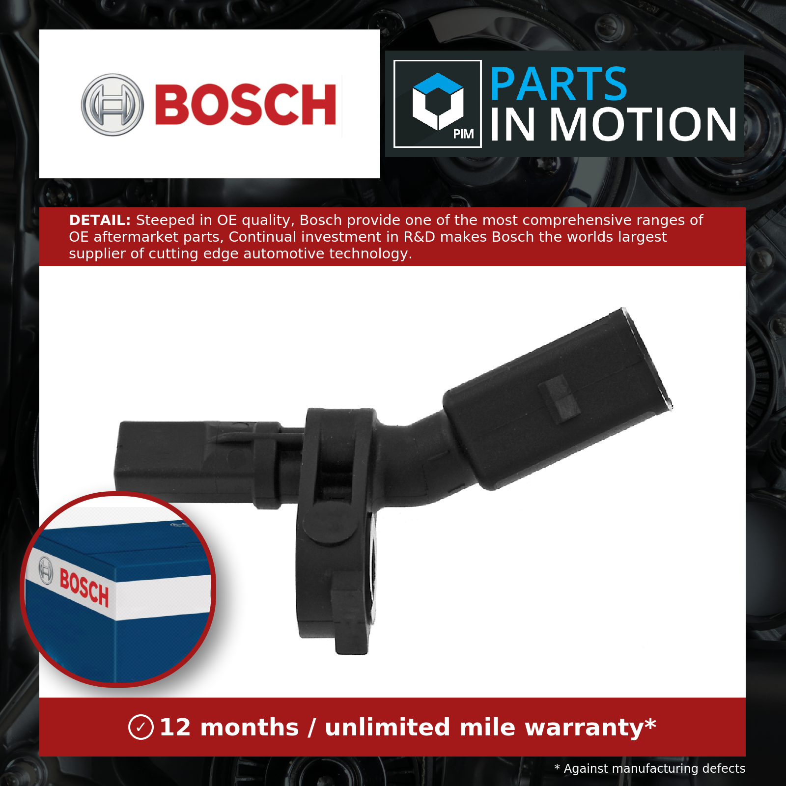 Bosch ABS Sensor Front Left 0986594500 [PM369344]