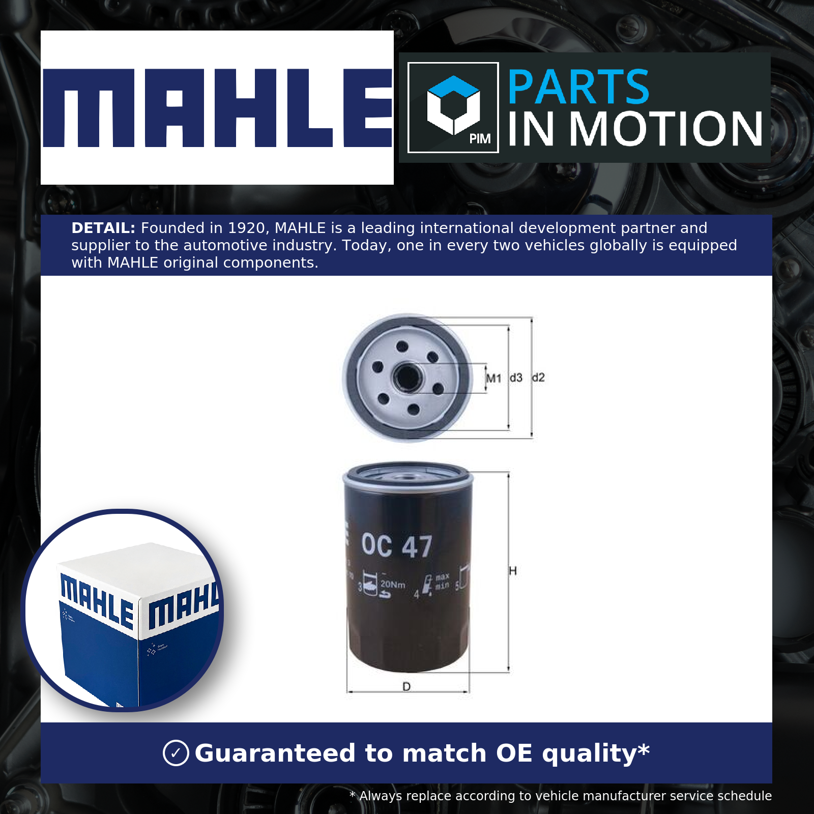 Mahle Oil Filter OC47 [PM346771]