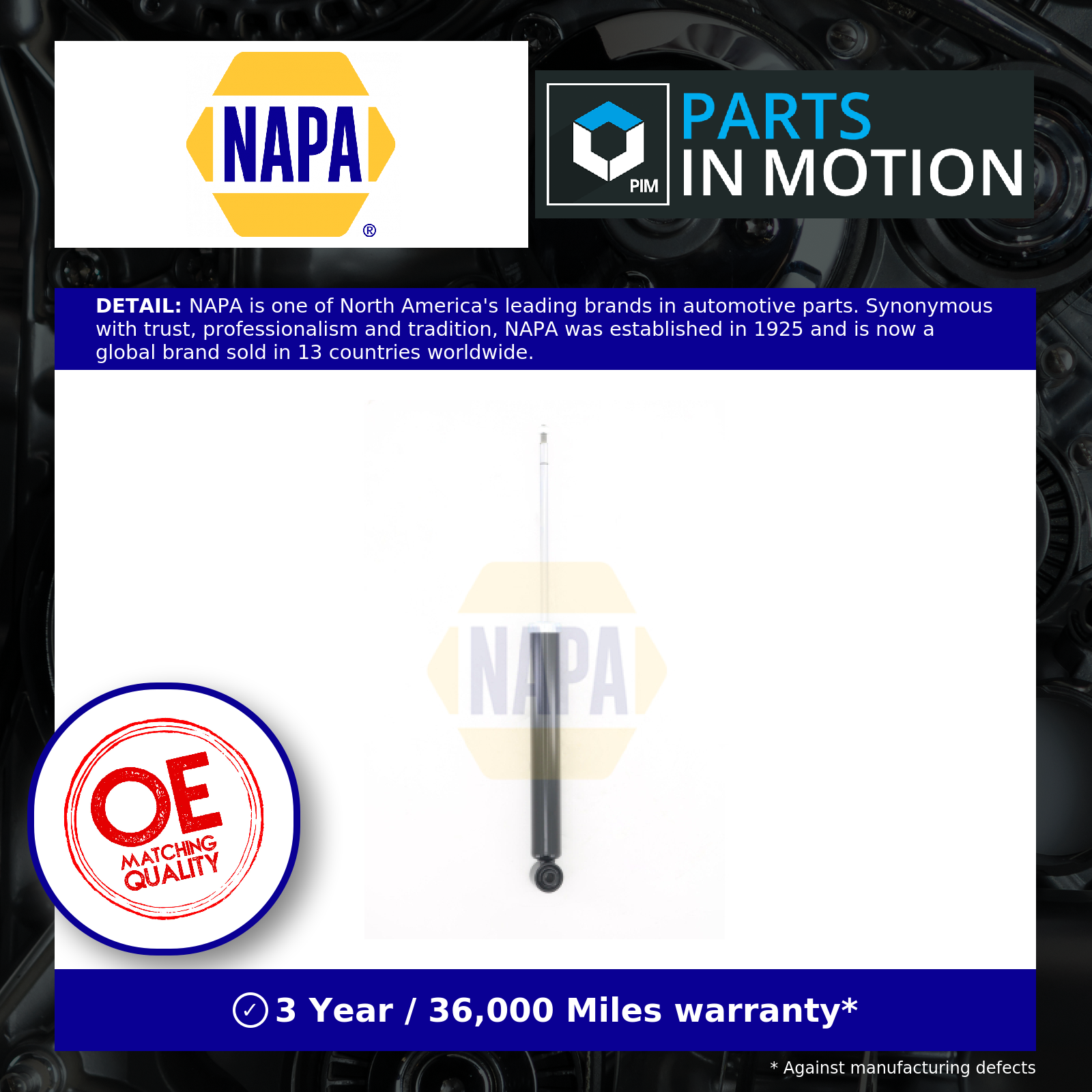 NAPA 2x Shock Absorbers (Pair) Rear NSA1504 [PM1875350]