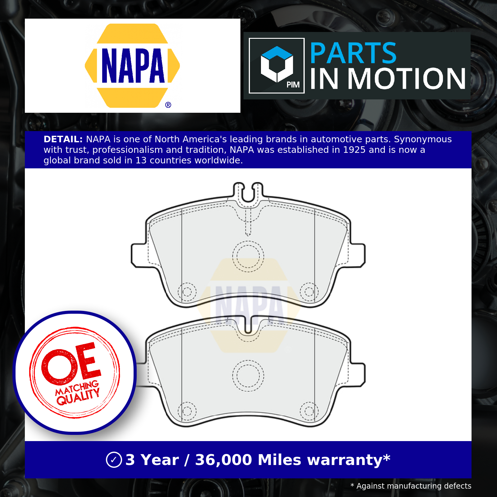 NAPA Brake Pads Set Front NBP1249 [PM2138180]