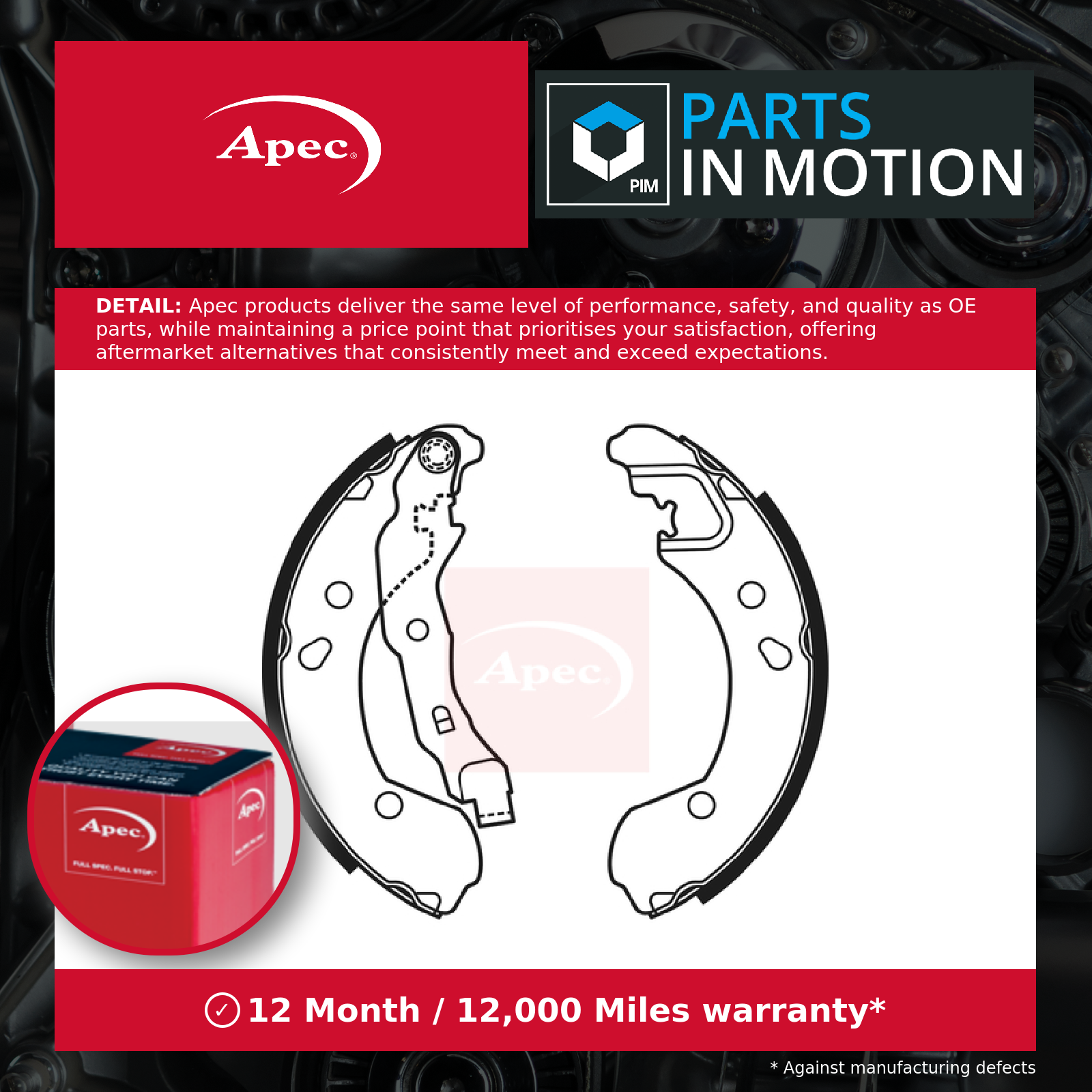 Apec Brake Shoes Rear 44060AX625 7701208357 8671020711 SHU653 - Image 20
