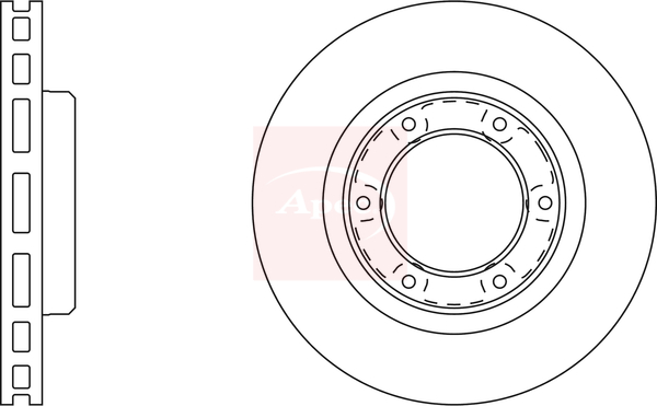 Apec DSK2002 2x Brake Discs Pair Vented