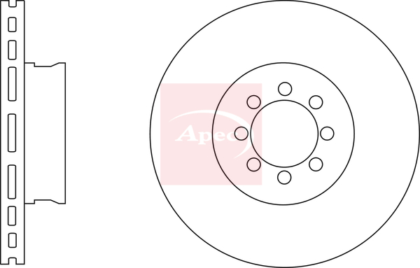 Apec DSK4160 2x Brake Discs Pair Vented