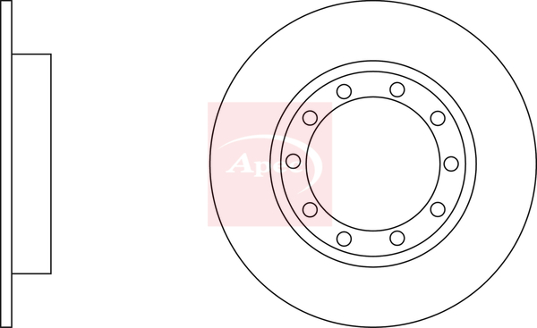Apec DSK2959 2x Brake Discs Pair Solid