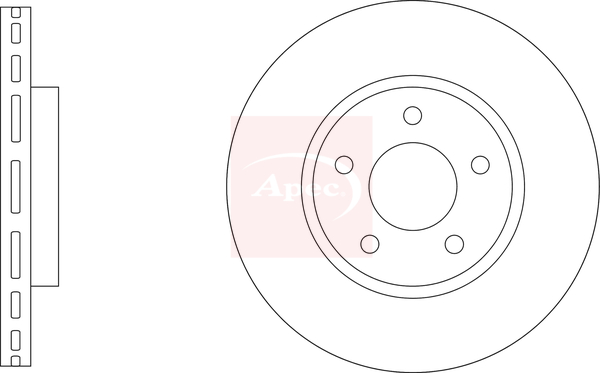 Apec DSK3412 2x Brake Discs Pair Vented