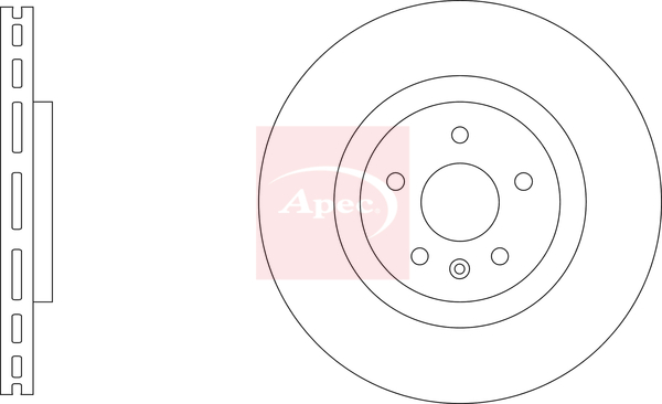 Apec DSK3445 2x Brake Discs Pair Vented