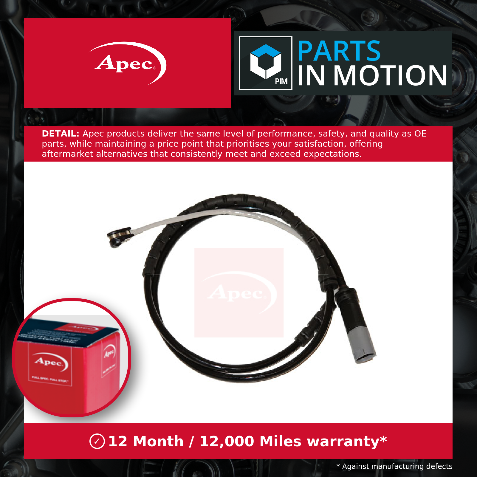 Apec Brake Pad Wear Indicator Sensor Rear WIR5317 [PM1811101]