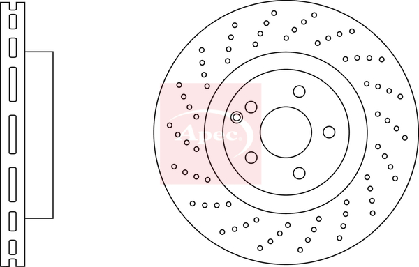 Apec DSK3895 2x Brake Discs Pair Vented