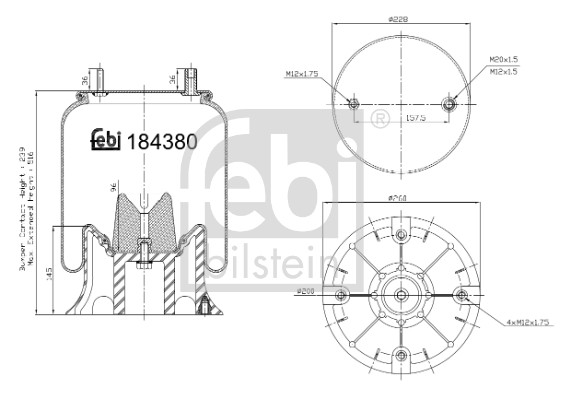 Febi 184380 Air Suspension Spring