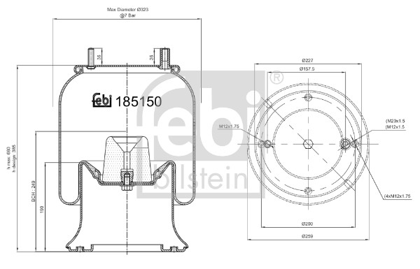 Febi 185150 Air Suspension Spring