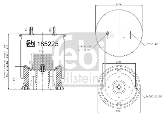 Febi 185225 Air Suspension Spring
