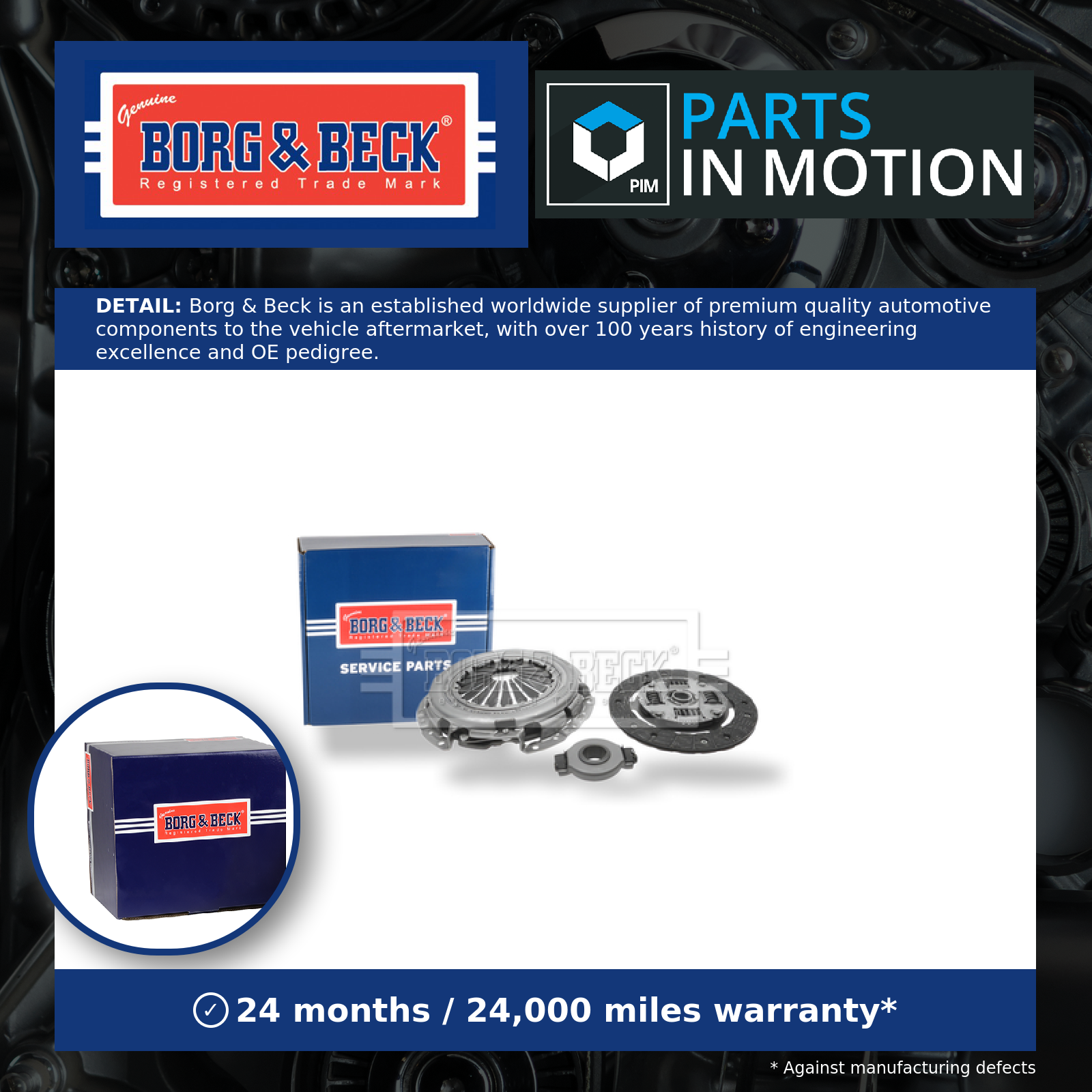 Borg & Beck Clutch Kit 3pc (Cover+Plate+Releaser) HK6486 [PM679172]