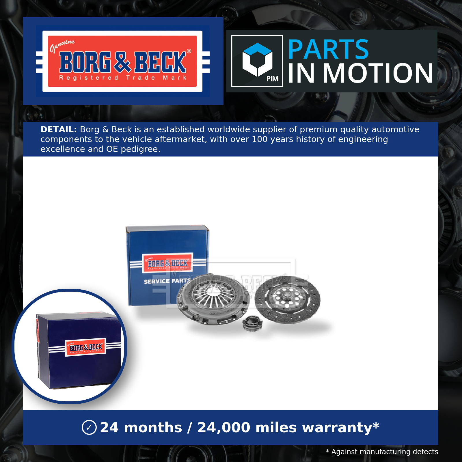 Borg & Beck Clutch Kit 3pc (Cover+Plate+Releaser) HK7854 [PM679484]