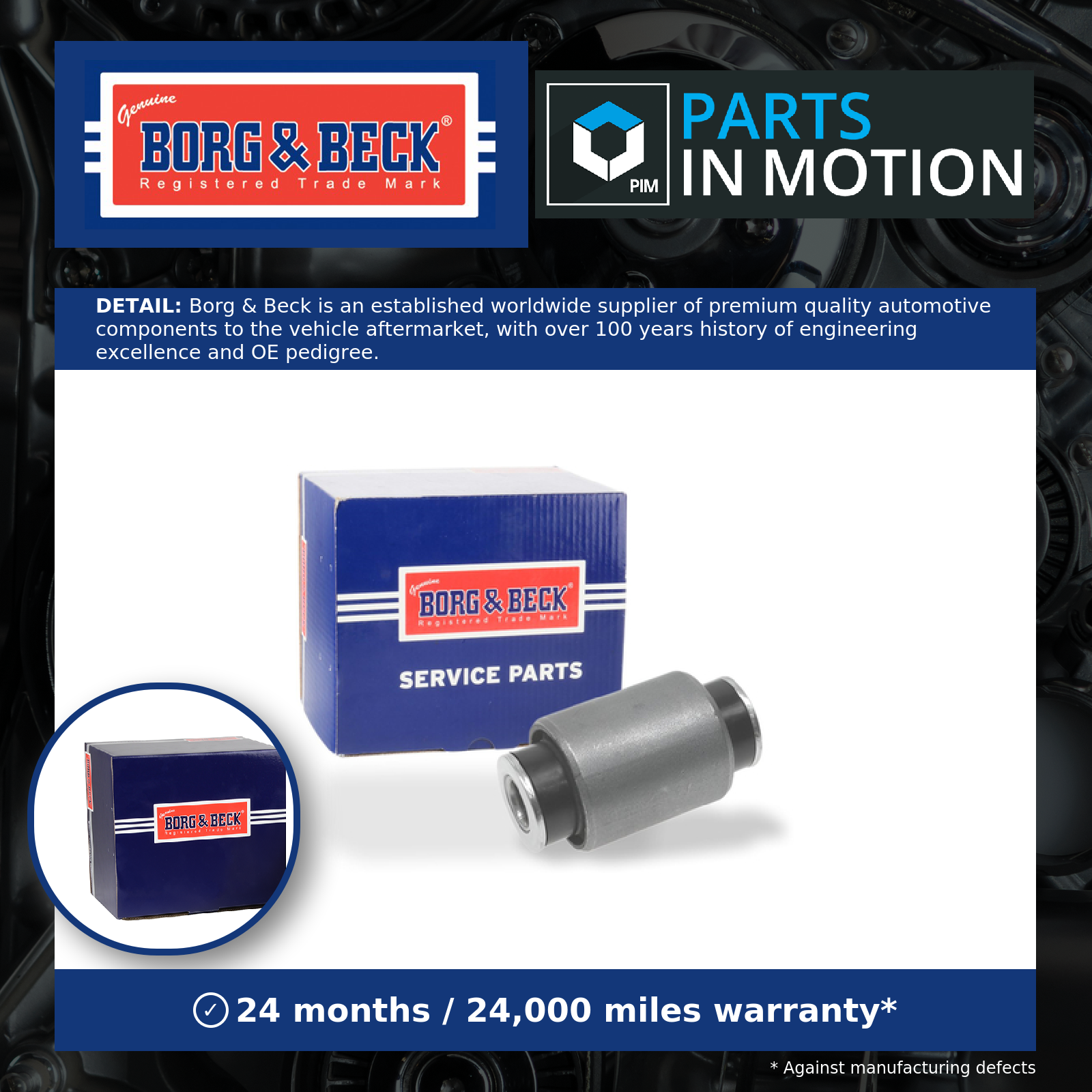 Borg & Beck Wishbone / Control / Trailing Arm Bush Front Outer, Left or Right BSK6941 [PM1020032]