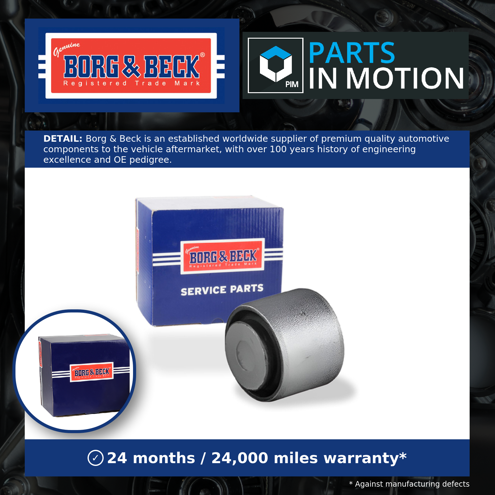 Borg & Beck Wishbone / Control / Trailing Arm Bush Rear Inner BSK7855 [PM1020913]