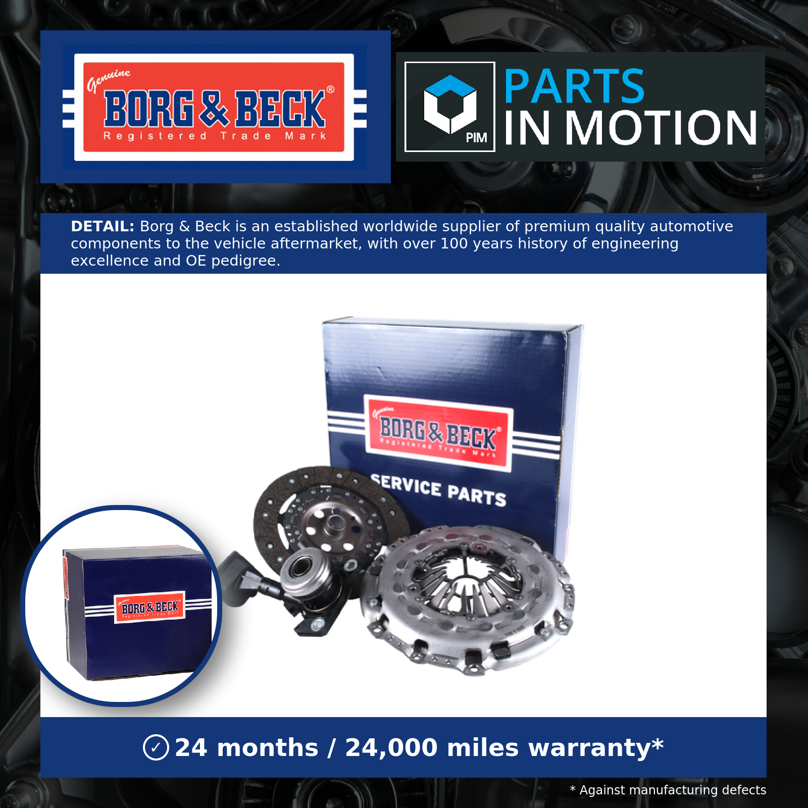 Borg & Beck Clutch Kit 3pc (Cover+Plate+Releaser) HKT1593 [PM2346709]