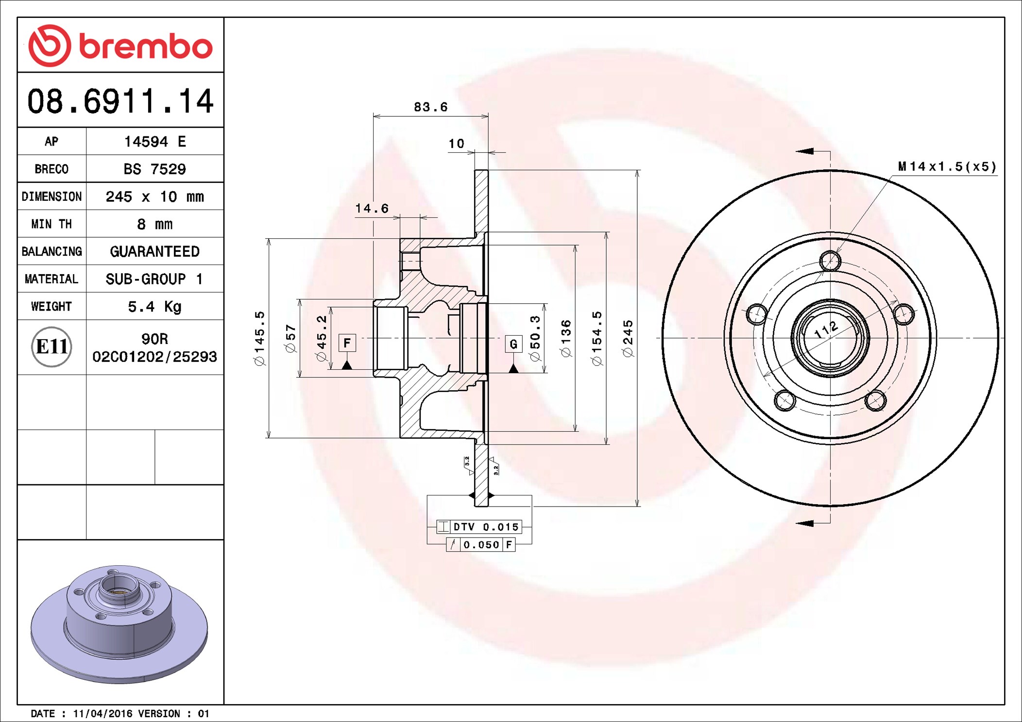 Brembo 08.6911.14